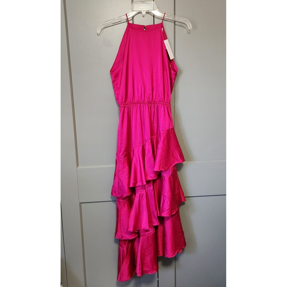 Petal and Pup Womens 2 Pink Seychelle Asymmetric Tiered Dress NWT MISSING BELT